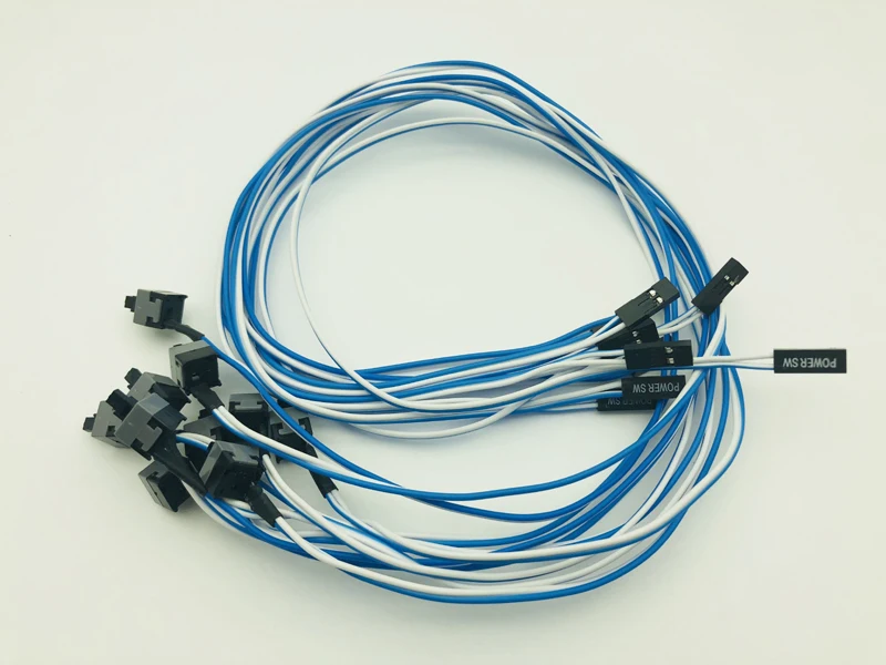 10Pcs 50cm 2Pin SW PC Power Cable on/off Push Button ATX Computer Switch Wire Power SW Switch Cable Re-start Cord for BTC Mining