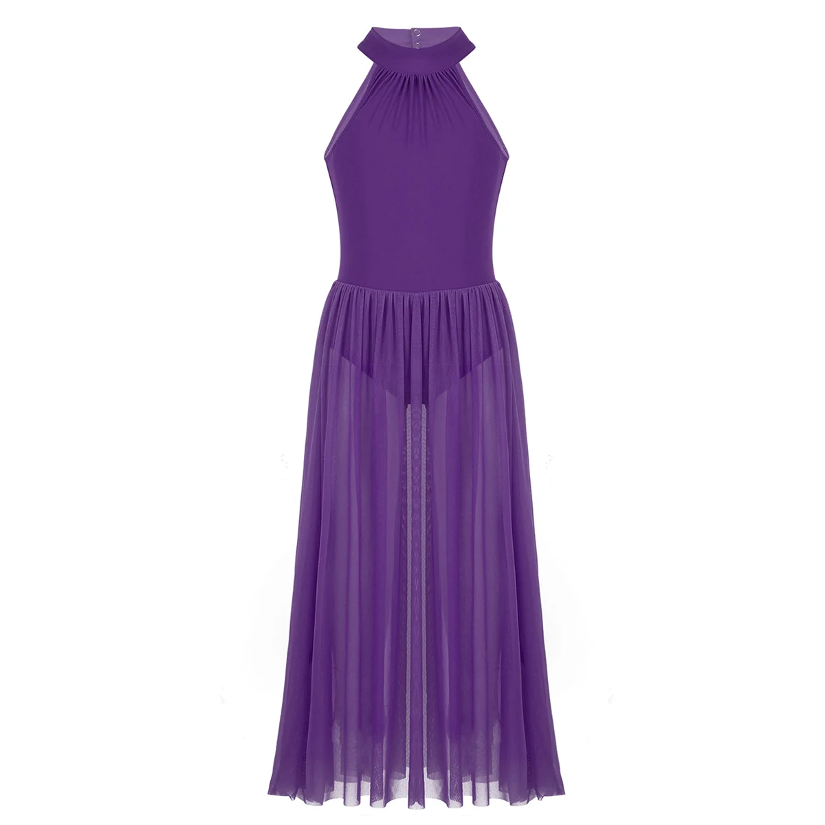 Iiniim гимнастическое трико для девочек-подростков, лирическое танцевальное платье-пачка, современные танцевальные костюмы с вырезами на спине, платье для танцев - Цвет: Purple