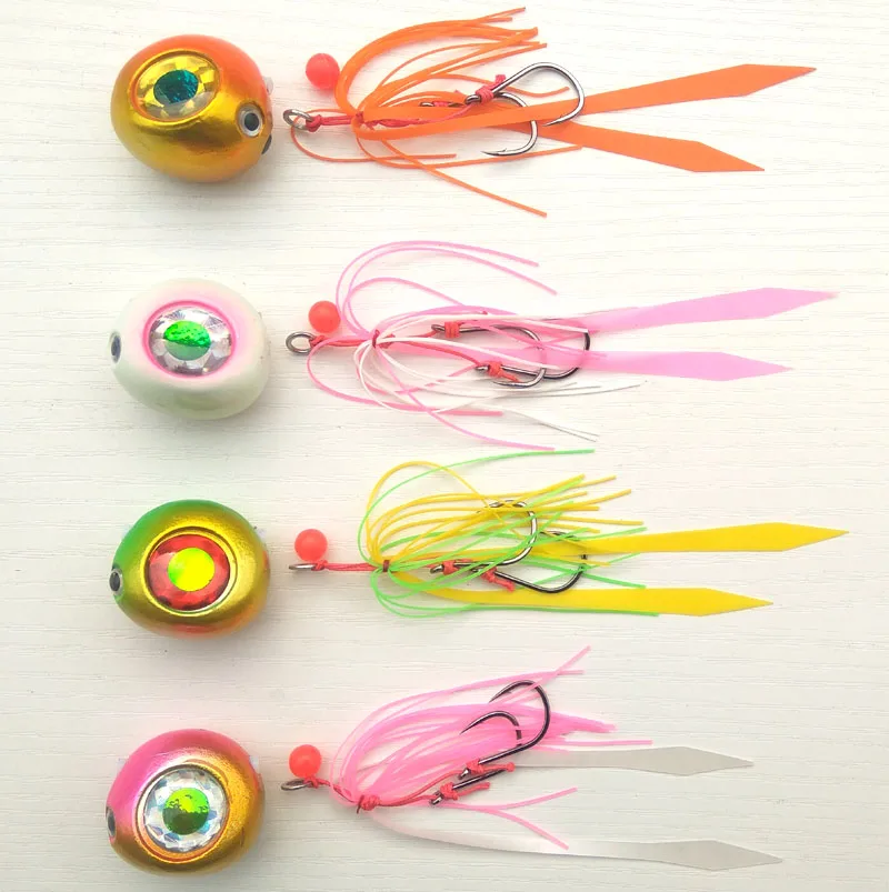 

4pcs 200g/150g/120g/100g/80g/60g/40g Pesca Slider Snapper/Sea bream Jig head with skirt lead jig jigging lure free shipping