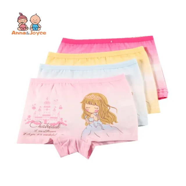 4pcs/Lot Children  Gift  Underwear Kids Fashion Character Boxer Brief Infant Baby Girl Panties 2-9Y Girls Boxer
