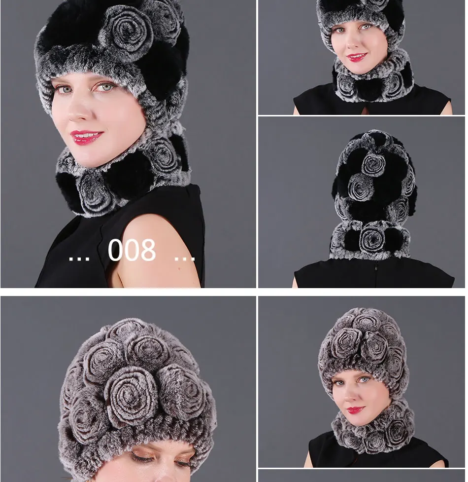 Модная меховая шапка для девочек, Женский Зимний натуральный настоящий мех кролика, Шапка-шарф, комплект высокого качества, 100% натуральный