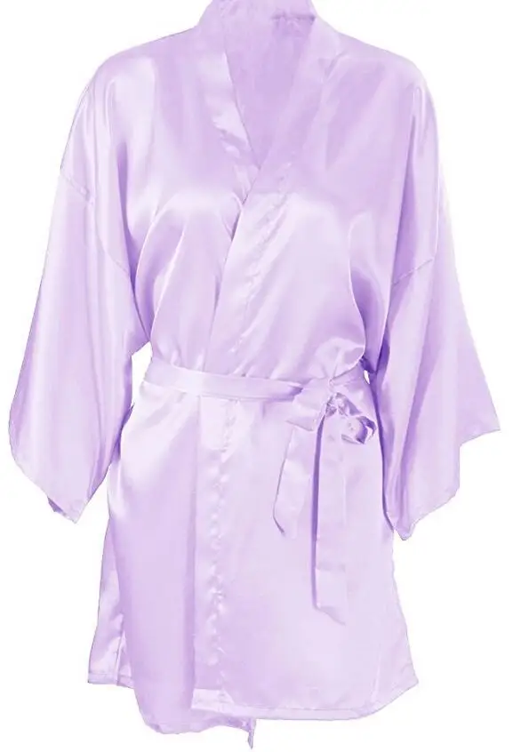 Women Wedding Bride Bridesmaid Silk Satin Floral Bathrobe Short Kimono Night Dressing Gown