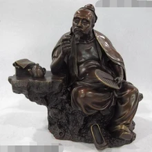 Xd 002652 12 Китай Медь Бронза старые времена Знаменитый Чай Бог LuYu Лу Юй Вкус Чайного Искусства Статуя