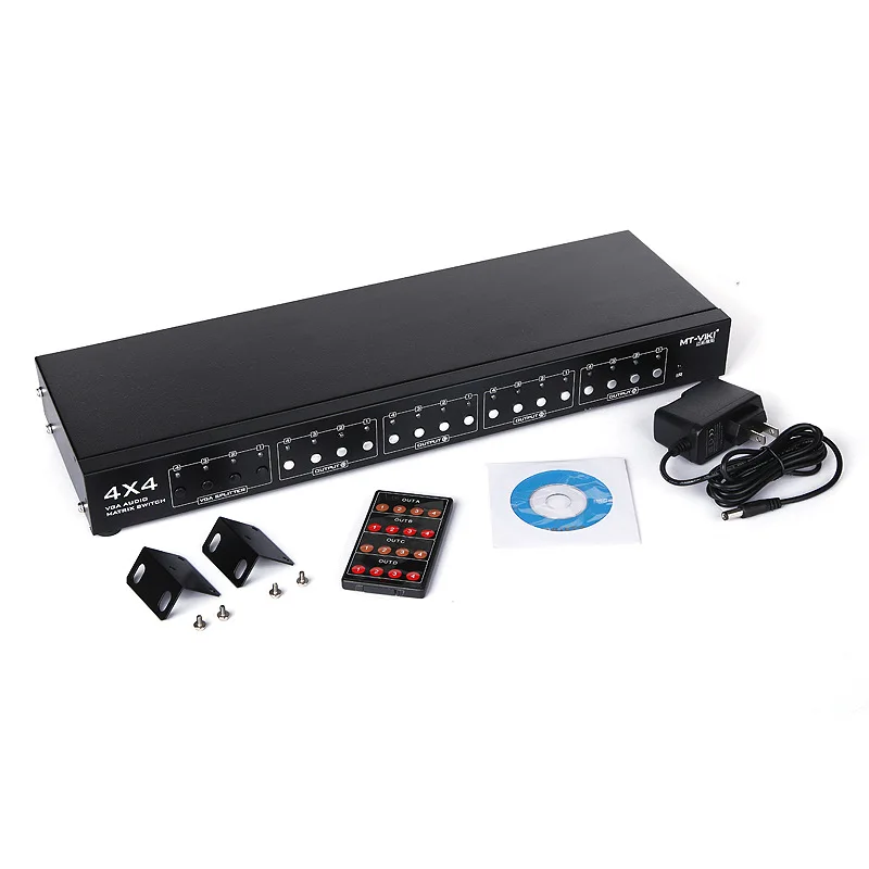 MT-VT414 4 input and 4 output VGA matrix switcher with audio and video widescreen HD remote control MT-VT414