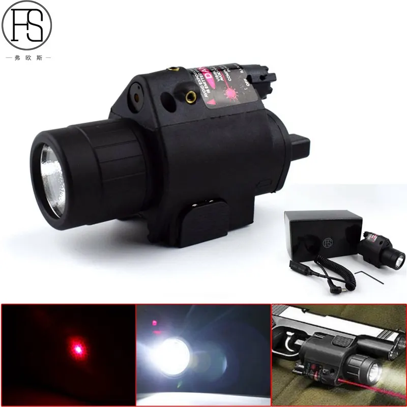 2 in 1 Tactical Combo Flashlight Red Laser Sight Picatinny Rail Fit