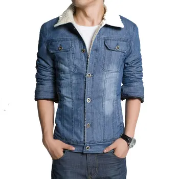 

M-3XL Men Jacket and Coats Brand Clothing Denim Jacket Fashion Mens Jeans Jacket Thick Warm Winter Outwear Male Cowboy