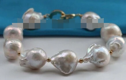 

huij 001672 Genuine Natura lWhite Baroque Reborn Keshi Pearl Bracelet 14k