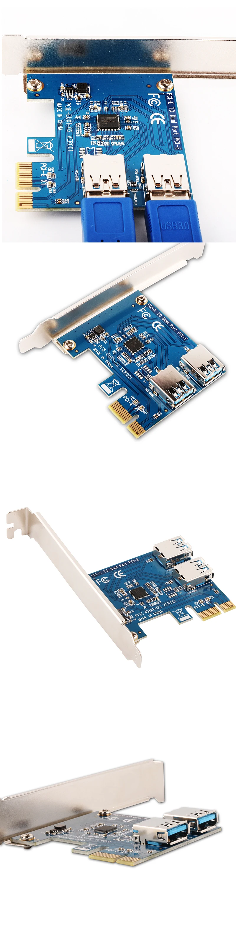 Ubit 2 в 1 PCI-E Riser Adapter Board USB3.0 Rabbet-эфириум Майнинг с 1Х до 16Х USB 3,0 кабель для передачи данных SATA до 6Pin кабель питания