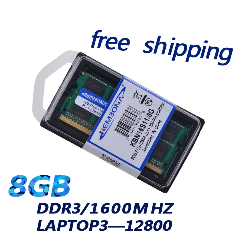 KEMBONA free shipping Momery Module Notebook Laptop DDR3 8GB DDR3 8G 1600Mhz PC3-12800 SO-DIMM RAM For MacBook Mac Mini