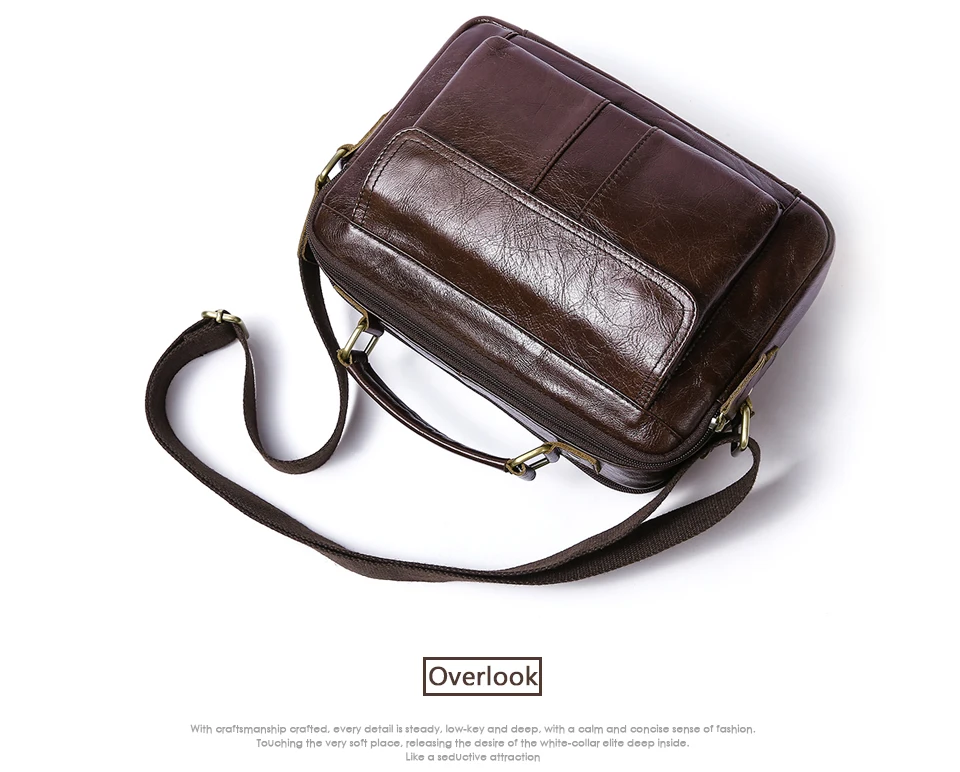 Cowhide Genuine Leather Messenger Bag Men Oil Leather Men's Shoulder Crossbody Bags Male Zipper Handbags Satchels 8320 (15)