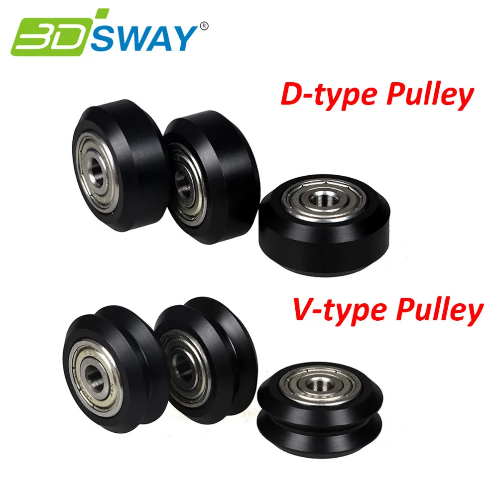 3DSWAY 3D Printer Parts D type Pulley V Slot Wheel Pulley V Groove CNC