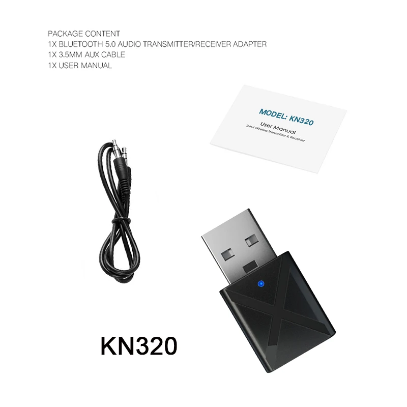 KN320 Kebidu беспроводной Bluetooth 5,0 аудио приемник передатчик стерео музыка 3,5 мм AUX разъем аудио рецептор USB мини Bluetooth адаптер - Цвет: KN320
