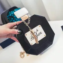 Damen Ketten leder clutch handtasche kette mini parfüm flasche frauen abendgesellschaft Quaste messenger bag sac pochette