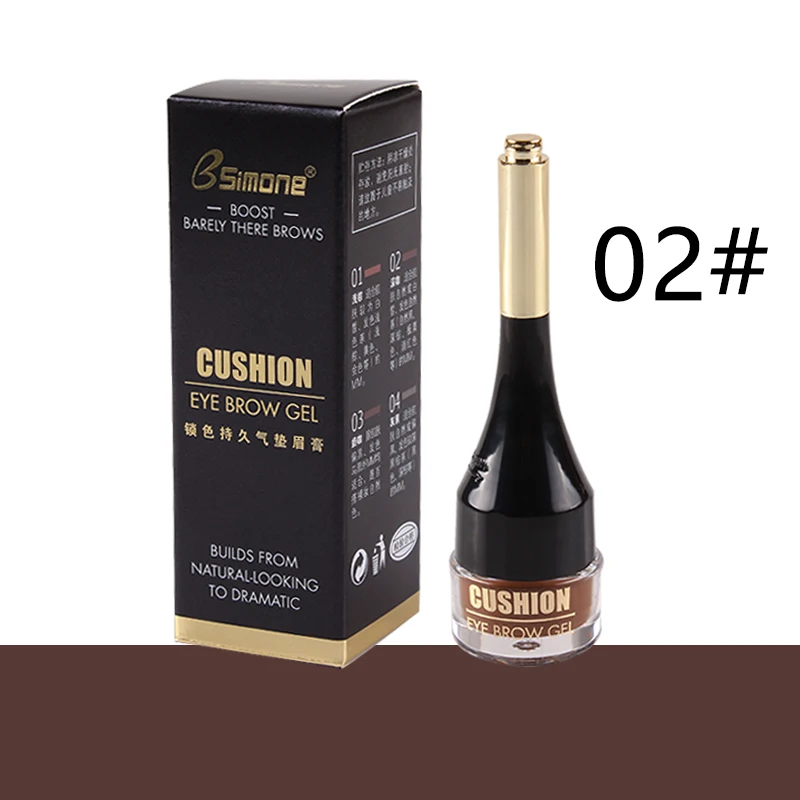 02 Новинка, 4 цвета, с воздушной подушкой, для макияжа бровей, водостойкая помада, Длительное Действие, 3D натуральный коричневый крем для бровей с кистью TSLM1 - Цвет: 02
