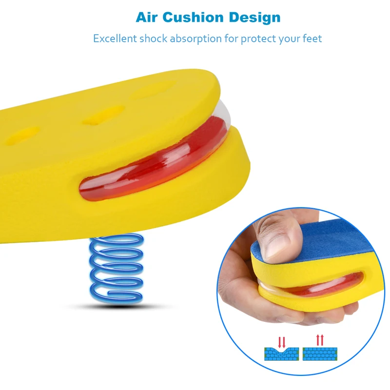Soumit 2-Слои Невидимый Увеличение высоты подъема вставки под пятки спортивная обувь стельки для Для мужчин Для женщин воздушной подушке Taller