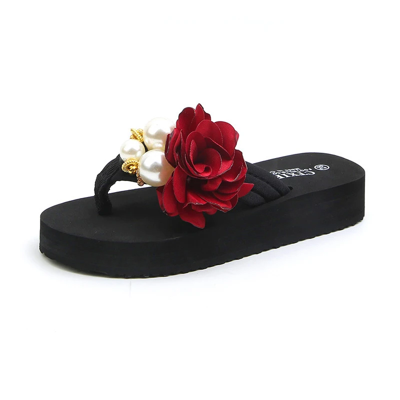 Summer Fashion Kids Slippers Rhinestone Girls Flip Flops Beach Shoes Children Comfortable Artificial Flower Slippers For Girls