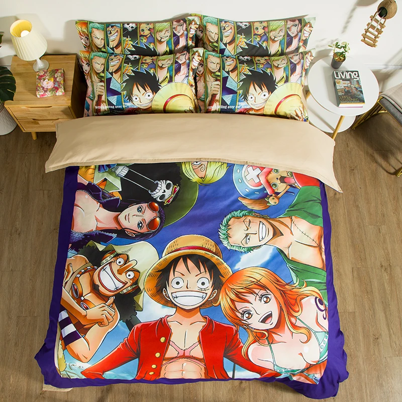 3D One Piece Cartoon Pattern Bedding Set Duvet Quilt Cover Pillowcase UK Size 3D One Piece Cartoon Pattern Bedding Set Duvet Quilt Cover Pillowcase UK Size