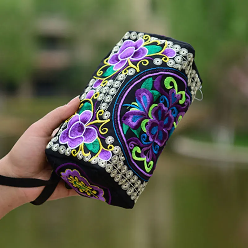 Женский этнический кошелек с вышивкой в виде цветов пионов Национальный Длинный