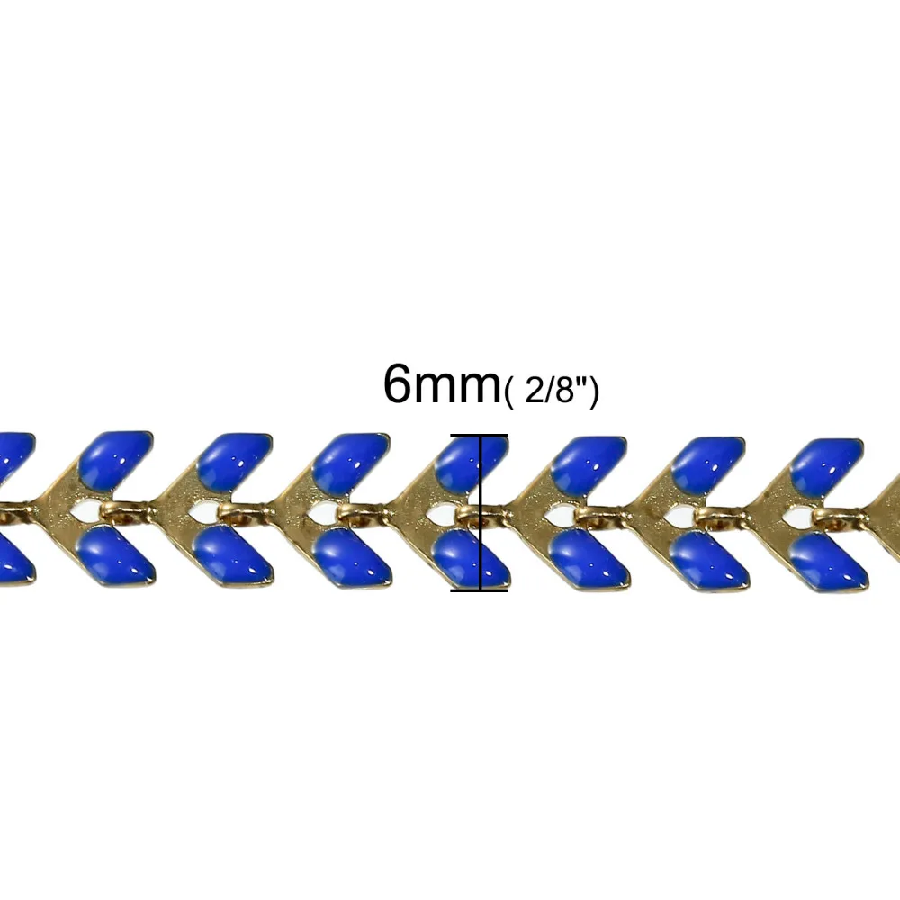 Doreen коробка медные колючие цепи фурнитура золотой цвет Королевский Синий Эмаль 7x6 мм(2/" x 2/8"), 1 шт.(Приблизительно 0,5 м/шт