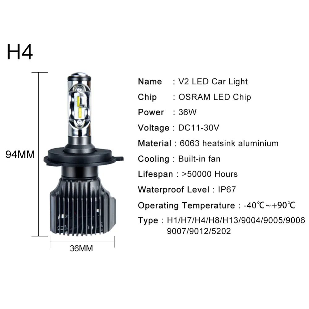 H11 светодиодная Автомобильная фара H4 H7 H1 H13 9004 9005 HB3 9006 HB4 9007 9012 5202 DC 12V автомобильная