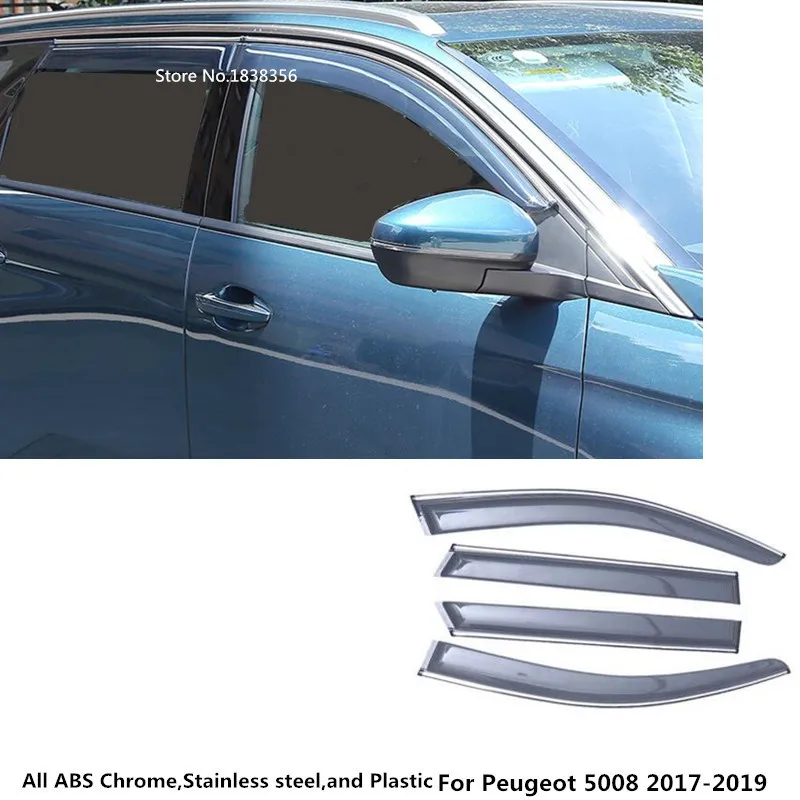 

For Peugeot 5008 2017 2018 2019 car body styling cover Stick lamp plastic Window glass Wind Visor Rain/Sun Guard Vent part 4pcs