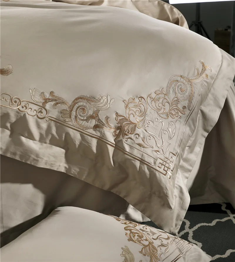 100 S, роскошные королевские постельные принадлежности из египетского хлопка, набор из 4 предметов, покрывало для кровати King queen, вышитая простыня на кровать, набор пододеяльников