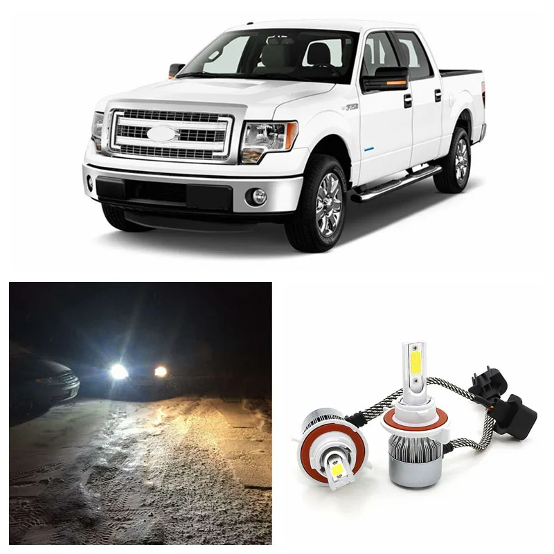 

Edislight High Power 72W 7600LM LED Headlight Kit Hi Lo Beam COB Bulbs For 2004-2014 Ford F150 F-150 White Car High Low Light