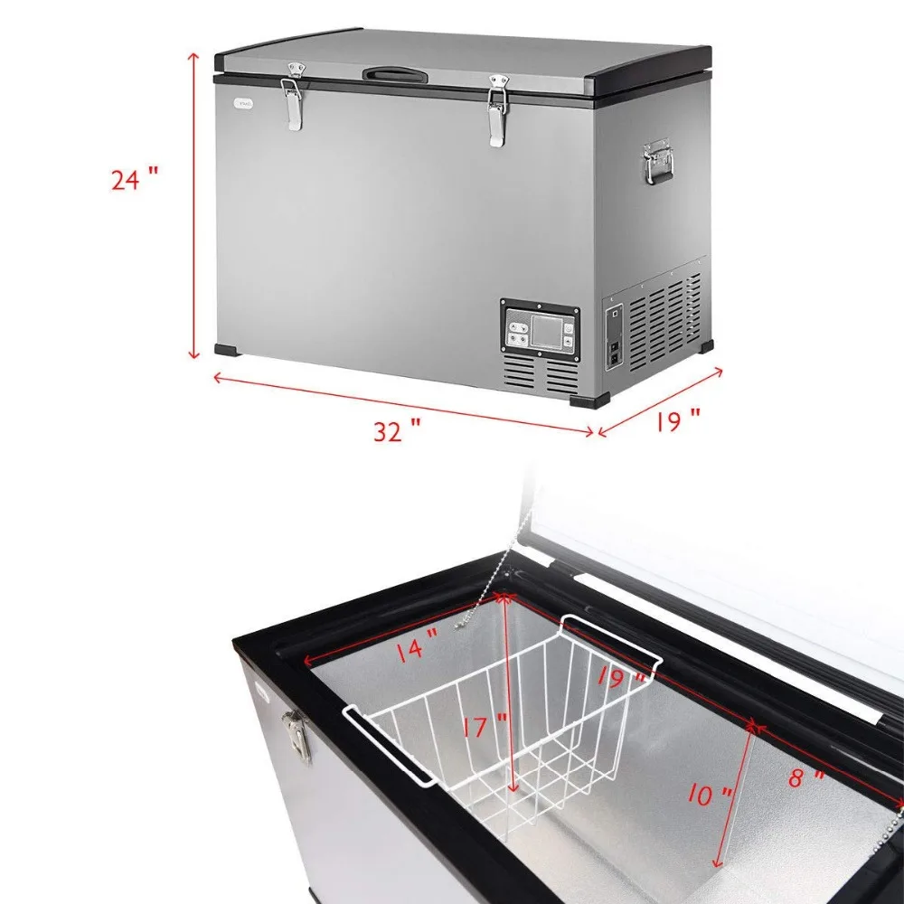 Портативный компрессор холодильник/морозильная камера, 100-Quart 95L компактный автомобильный холодильник мини-холодильник для автомобиля и дома, кемпинга, грузовика