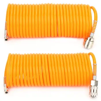 

7.5M 2 Styles Orange Flexible PE Pneumatic Air Compressor Hose Pipe With Male/Female Quick Connector Less Than 100Psi