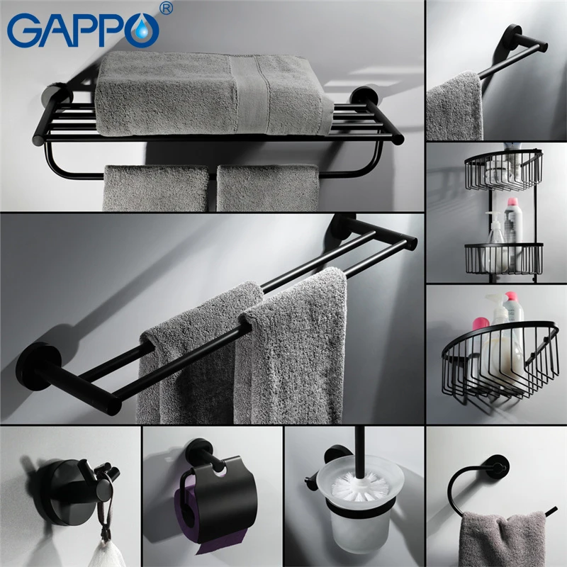 GAPPO вешалка для полотенец для ванной комнаты держатель для полотенец аксессуары для ванной из нержавеющей стали вешалка для полотенец кольцо крючки для халатов полки для ванной комнаты