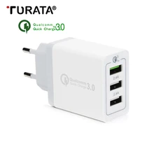 Turata 5V 2.4A QC3.0 EU Plug 3-Ports USB Wall Travel Charger Adapter HUB Desktop USB Fast Charging for iphone Xiaomi Samsung LG