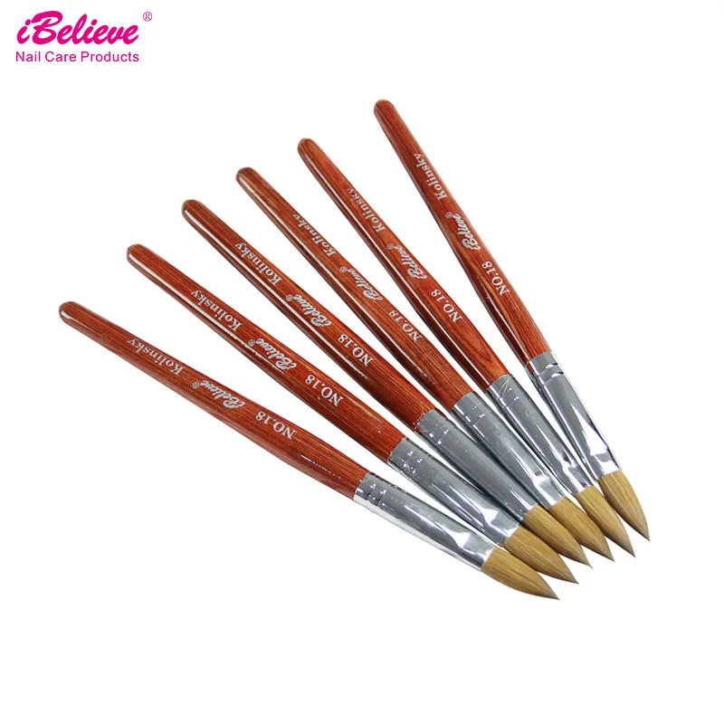 

iBelieve Kolinsky Nail Art Brush acrylic gel polish nail manicure brush with high quality wooden handle Nail Brushes
