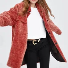 Модные женские A0930T5 Европа и США осень Новая меховая флисовая рубашка куртка#1538