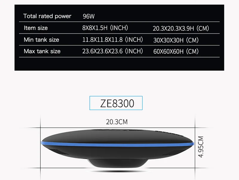 Nicrew ZE8000/8200/8300 морской воды аквариум светодиодный светильник ing для воды для выращивания растений Профессиональный полноспектральная аквариумная лампа, получившая сертификат Европейского 60 Вт