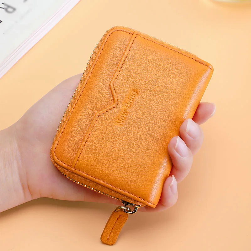 

NewBring Fashion Genuine Leather Wallet Clutch Short Purse Money Pocket For Women Men 12 Card Slots Big Capacity