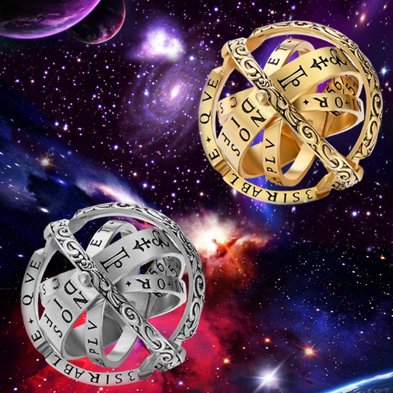 

SG Dropshipping Lover Rotating Clamshell Astronomical Ball Rings Van Gogh Star Sky Couple Ring For Men Wedding Jewelry