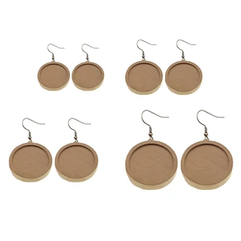

10Pcs/lot Blank Wood Cabochon Stainless Steel Hooks Clasp Earrings Base Settings DIY For Jewelry Making Accessories Wholesale