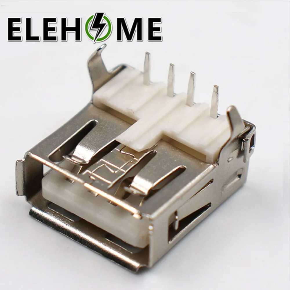 

10pcs Type A USB 2.0 Female AF90 Degrees 4 Pin Female Socket Connector Data Transmission Charging Plug Adapter XF30