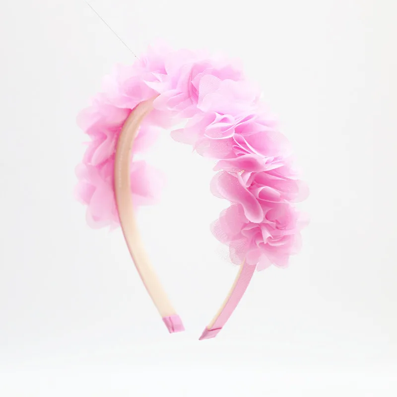 Новая мода цветок, шифон вокруг головы дети мода лето аксессуары для волос с не морщин группа с зубами - Цвет: pink