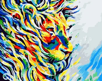 

Frameless oil painting by numbers paint by number for home decor oil picture painting 5065 the king of lion