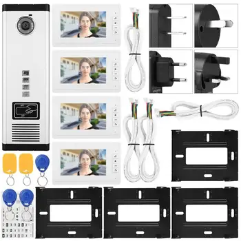 

Video Intercom 100-240V 7 Inch HD IR Video Intercom Doorbell One Camera with Four Monitor