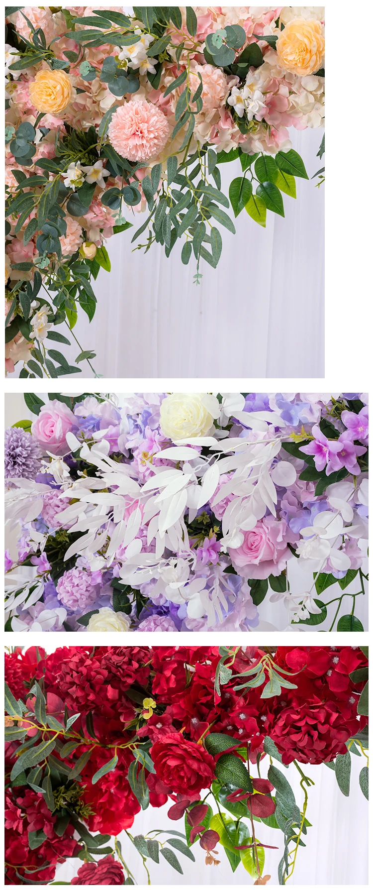 JAROWN Wedding Irregular Flower Row Background Decoration Wedding DIY Rose Hydrangea Flower Arrangement Arch Flower (9)
