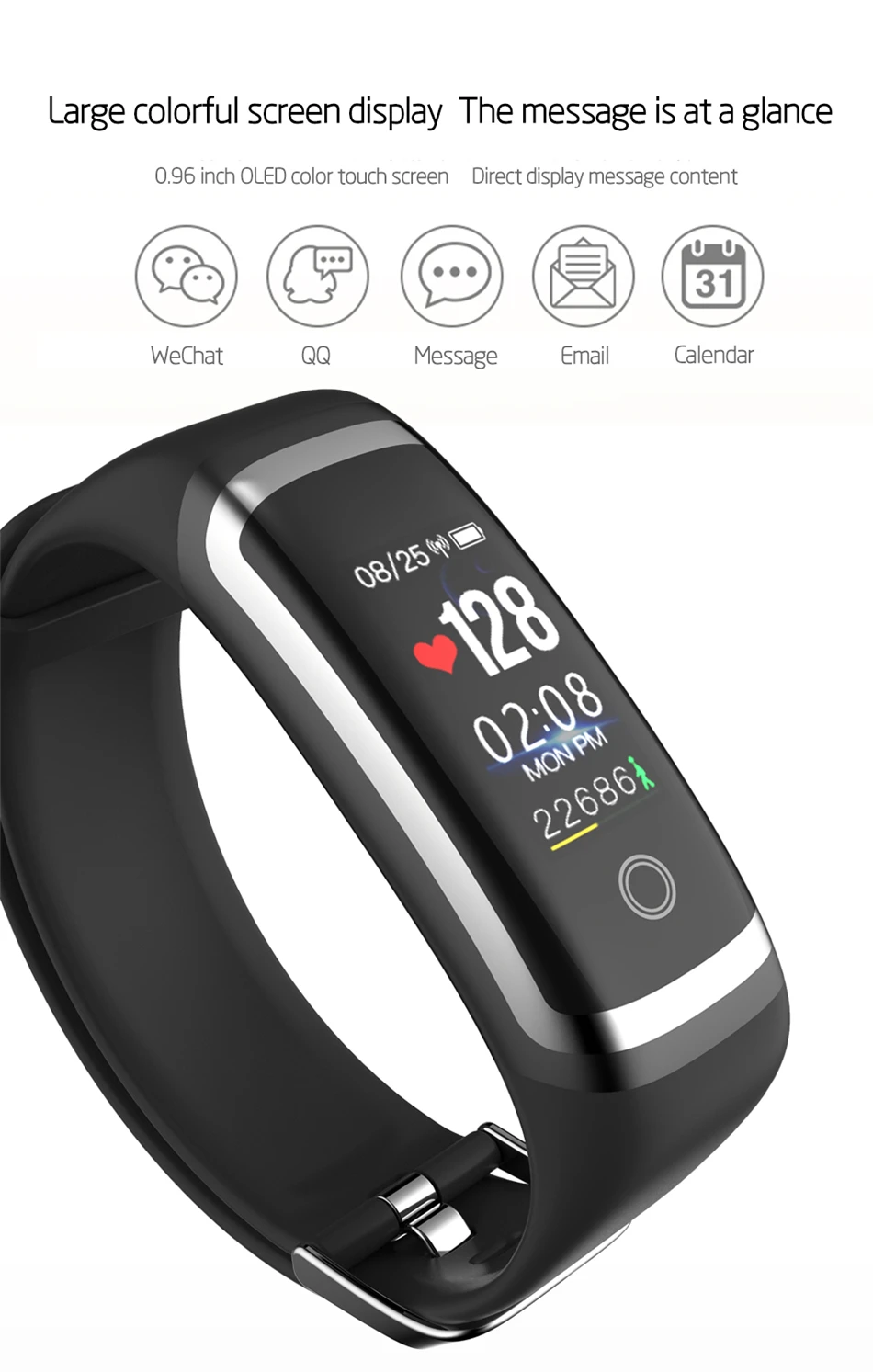 Longet M4 фитнес-трекер в режиме реального времени монитор сердечного ритма+ кровяное давление умный Браслет цветной экран браслет для Android IOS