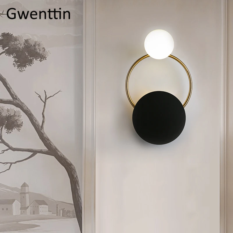 

Post Modern Luxury Ring Wall Lamps Glass Led Sconce Light Fixtures Loft Industrial Lamp Bedroom Bathroom Home Decor Luminaire