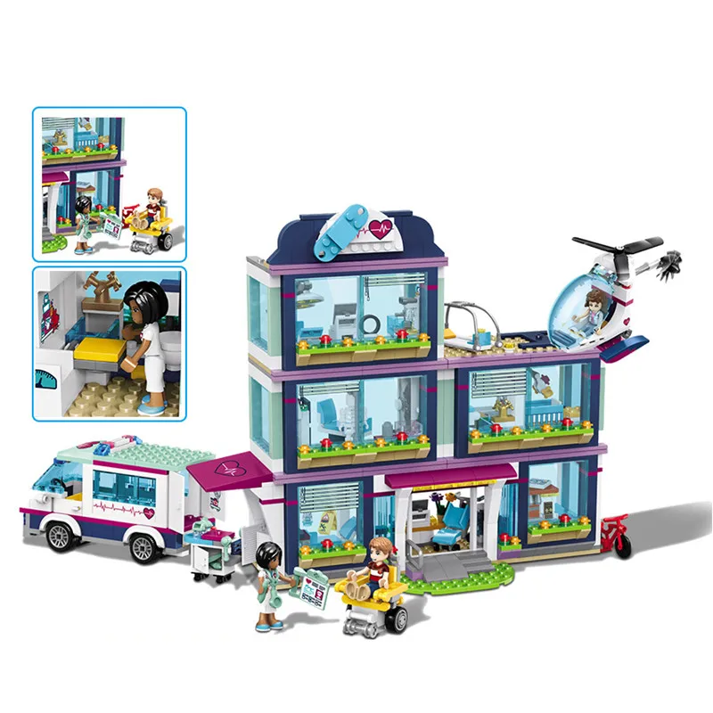 

New 932pcs Friends Girl Series Compatible with Lego 41318 Blocks Toys Heartlake Hospital Kids Bricks Toy Girl Gifts