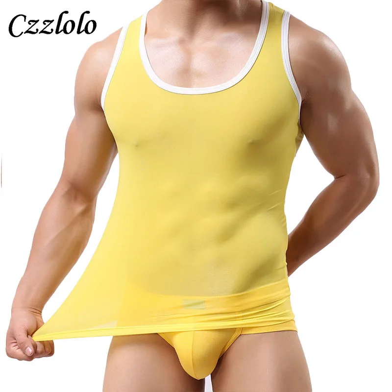 Czzlolo Ice Silk Мужская Нижняя майка без рукавов мужская Тонкая с круглым вырезом на