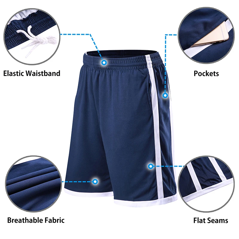 EU Men Basketball Shorts Plus Size Loose Breathable summer Basketball Shorts with Pocket Men Quick Dry Running Training Shorts