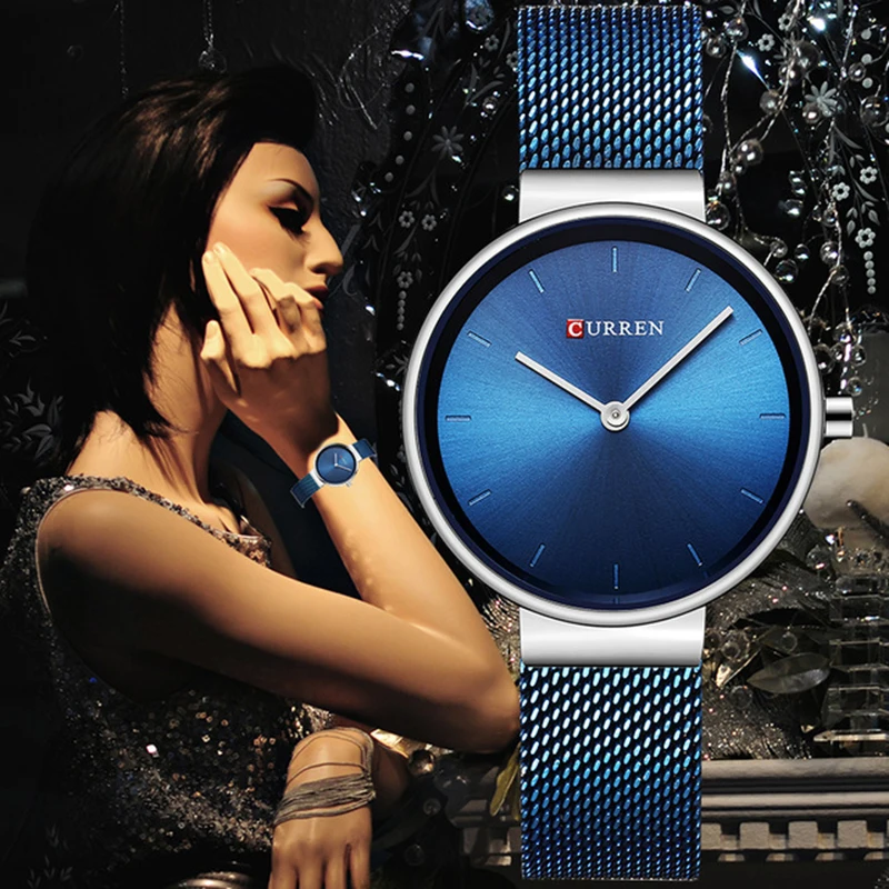 

CURREN Wrist Watch Women Watches Luxury Brand Steel Ladies Blue Quartz Women Watches Sport Relogio Feminino Montre Femme 9016