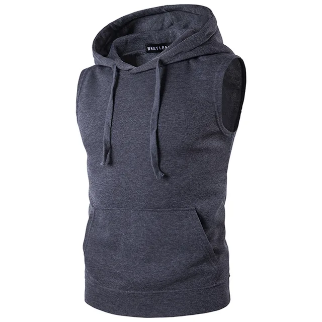 Buy 2018 New Summer Men Fitness Sleeveless Hoody Vest