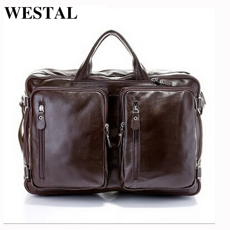 WESTAL جلدية حقيبة لابتوب 17 جلد أصلي للرجال أكياس كبيرة حقائب الأعمال حقائب كمبيوتر حقيبة جلدية للمستندات